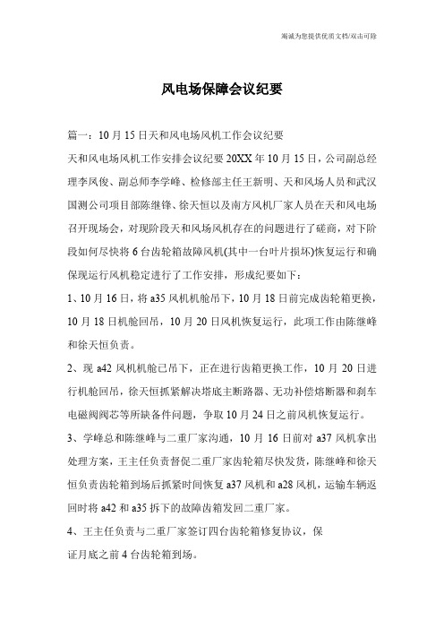 风电场保障会议纪要