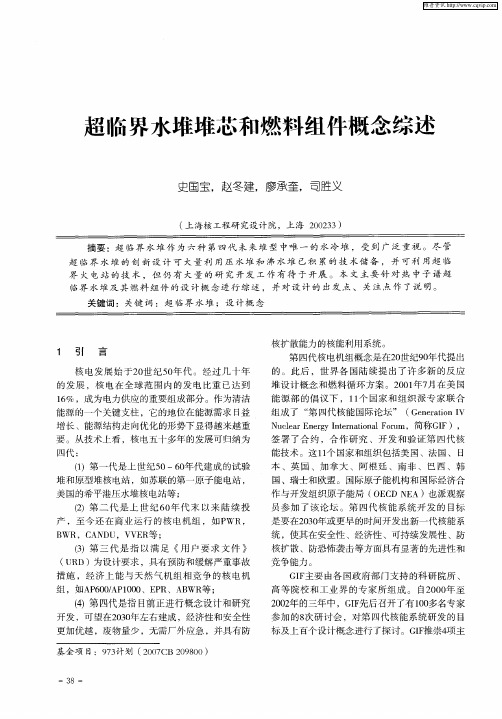 超临界水堆堆芯和燃料组件概念综述
