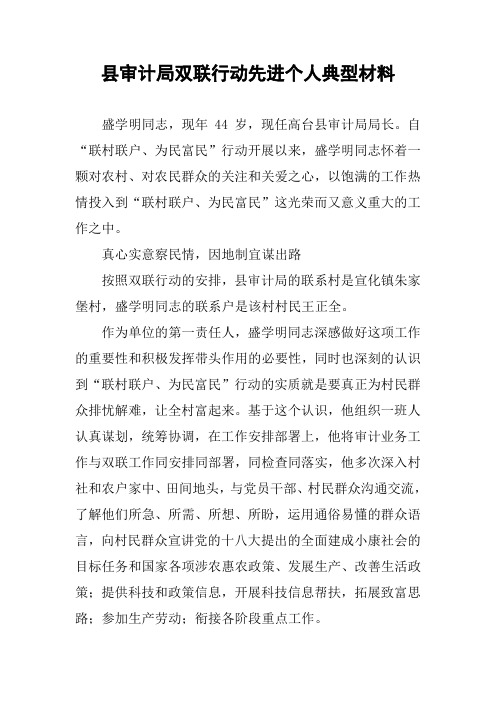 县审计局双联行动先进个人典型材料