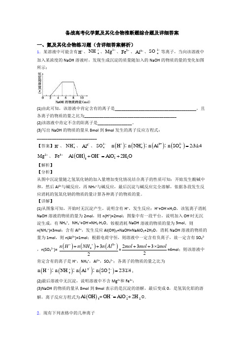 备战高考化学氮及其化合物推断题综合题及详细答案