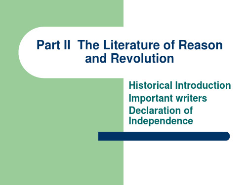 Part II  The Literature of Reason and Revolution