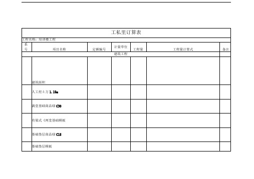 课程设计工程量计算表