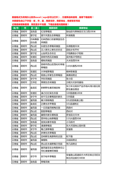 2020新版云南省昆明市采摘工商企业公司商家名录名单黄页联系电话号码地址大全152家