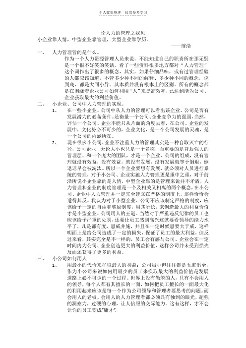 论人力的管理之我见