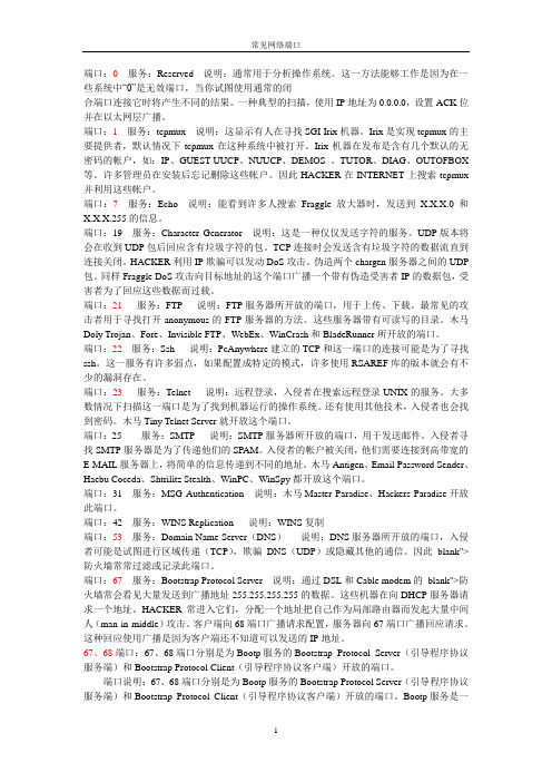 常见网络端口