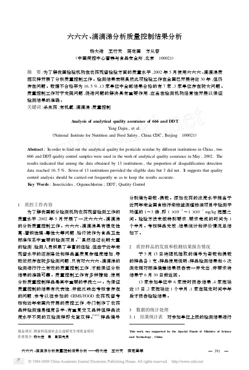 六六六_滴滴涕分析质量控制结果分析