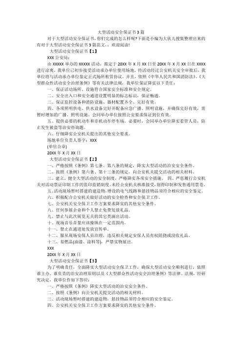 大型活动安全保证书3篇