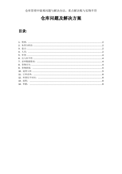 仓库管理中疑难问题与解决办法,重点解决账与实物不符