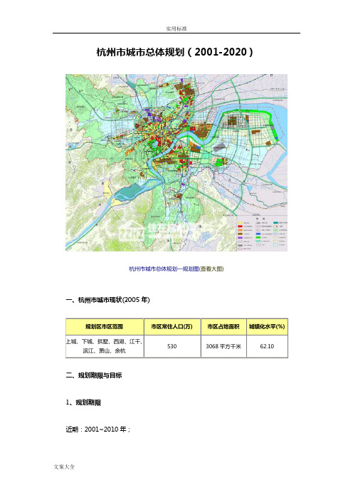 杭州市城市总体规划(2001-2020)