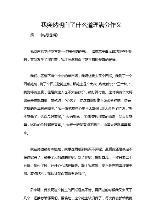 我突然明白了什么道理满分作文