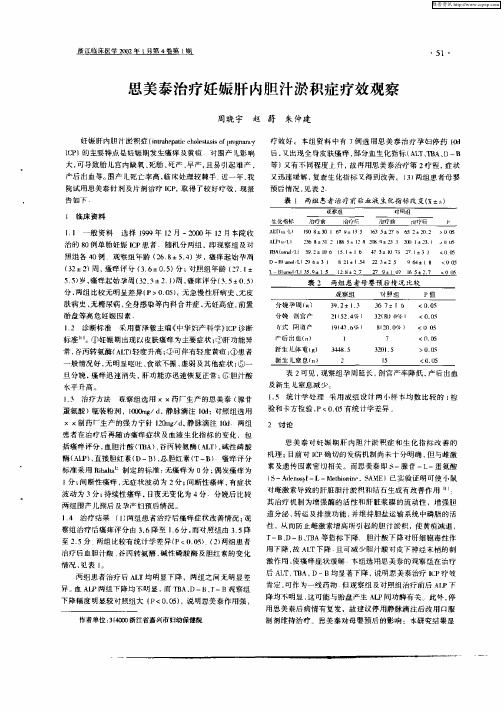 思美泰治疗妊娠肝内胆汁淤积症疗效观察