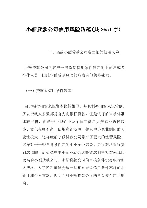 小额贷款公司信用风险防范共2651字.doc