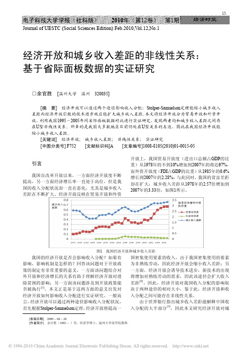 经济开放和城乡收入差距的非线性关系_基于省际面板数据的实证研究