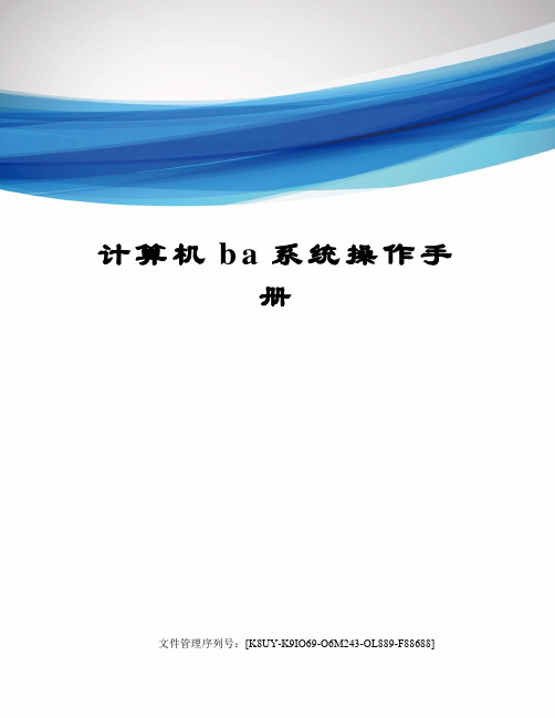 计算机ba系统操作手册
