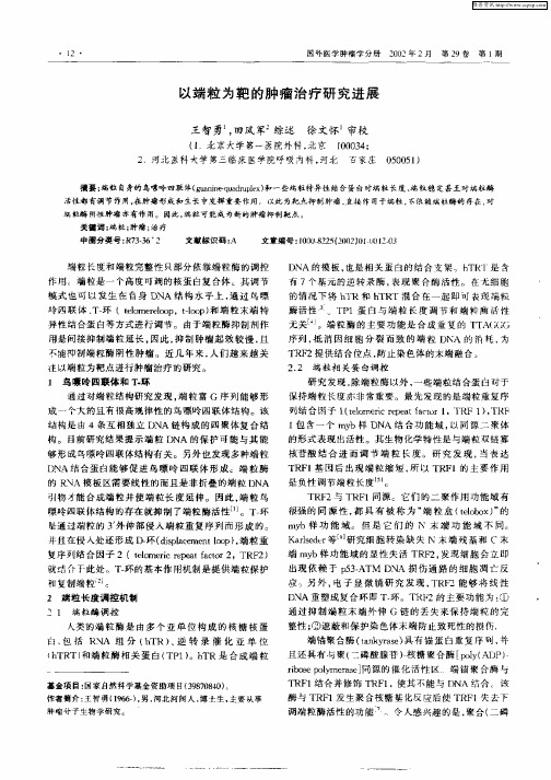 以端粒为靶的肿瘤治疗研究进展