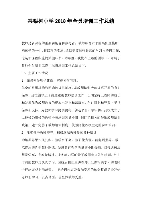 棠梨树小学2018年全员培训工作总结