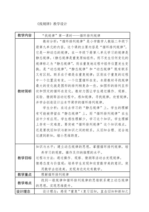 “找规律”第一课时——循环排列规律