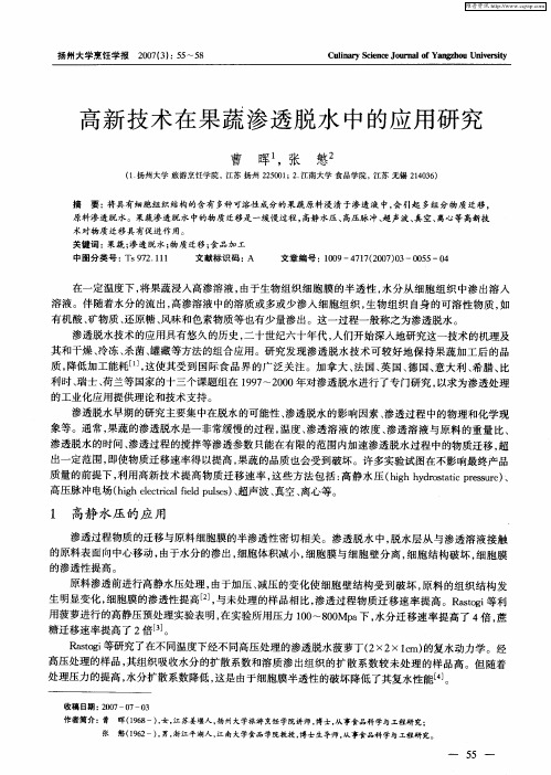 高新技术在果蔬渗透脱水中的应用研究
