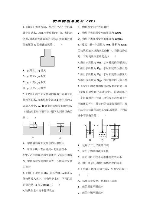 2012中考前总复习 压强与浮力4