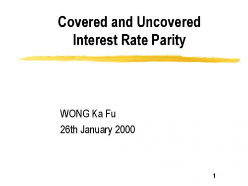 Covered and Uncovered Interest Rate Parity(国际金融-香港大学,WONG Ka Fu)2.0汇总
