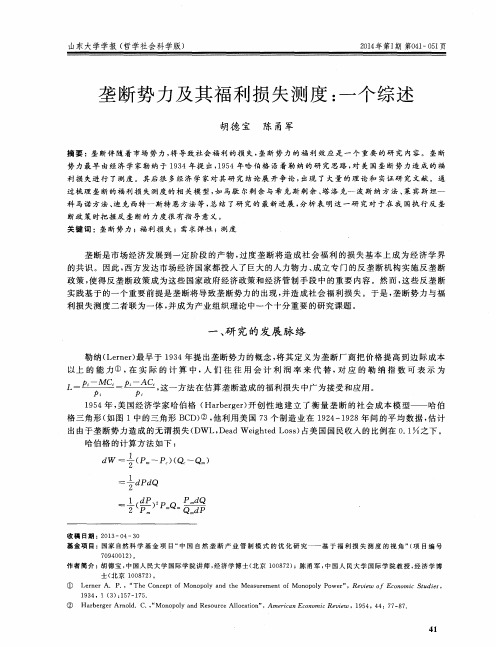 垄断势力及其福利损失测度：一个综述
