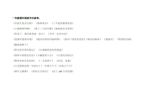 寒假阅读推荐和阅读记录表