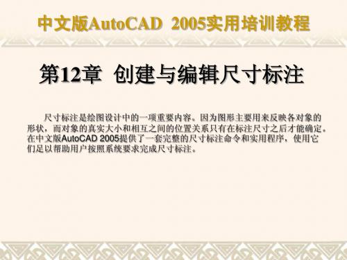 中文版AutoCAD 2005实用培训教程第12章 创建与编辑尺寸标注简明教程PPT课件