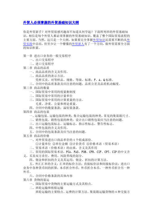 外贸人必须掌握的外贸基础知识大纲