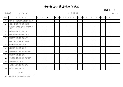 储气罐日常检查表
