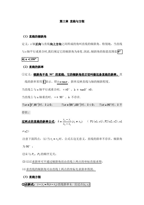 高中数学必修二 直线与方程必考 知识点总结