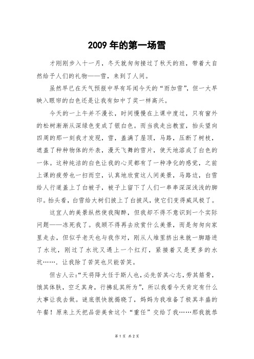2009年的第一场雪_初一作文