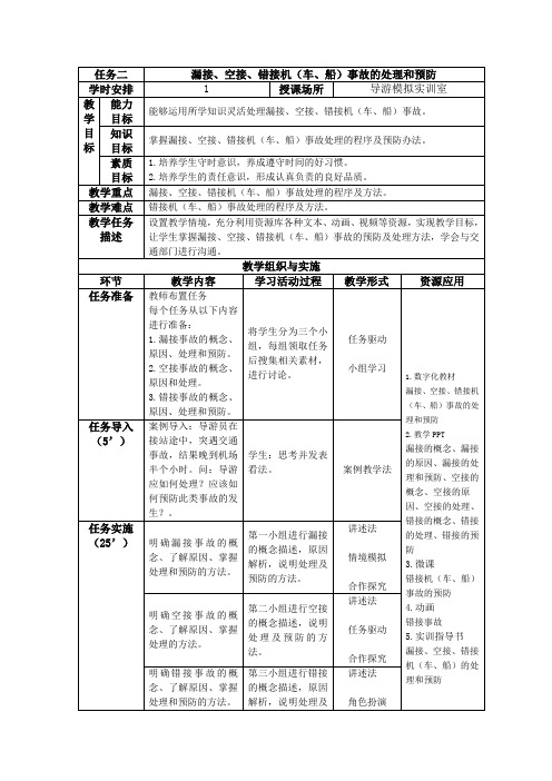 任务二漏接、空接、错接机(车、船)事故的处理和预防