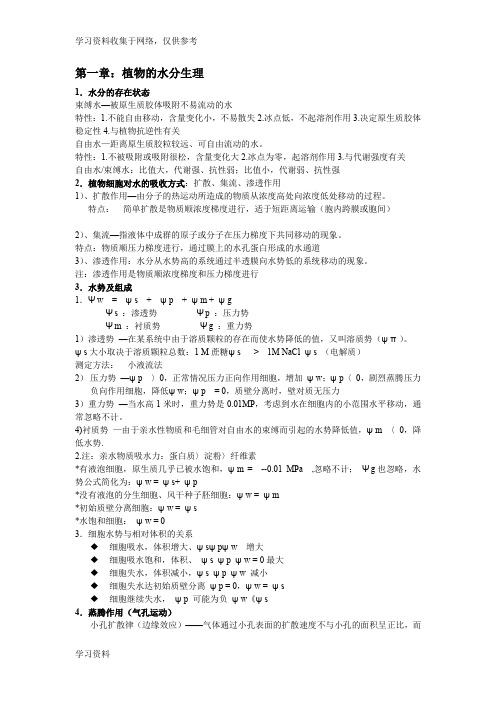 植物生理学重点知识整理