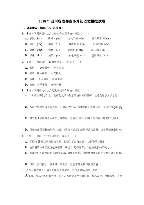 2018年四川省成都市小升初语文模拟试卷