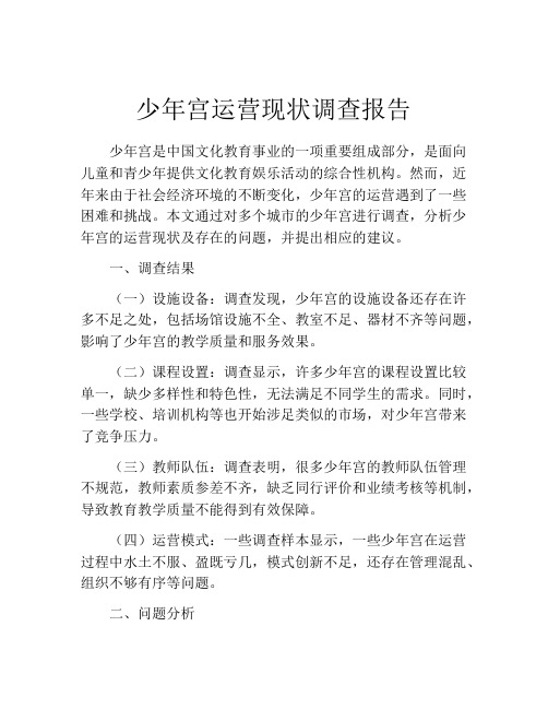 少年宫运营现状调查报告