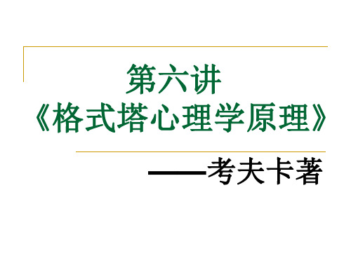 (第4讲)考夫卡《格式塔心理学原理》