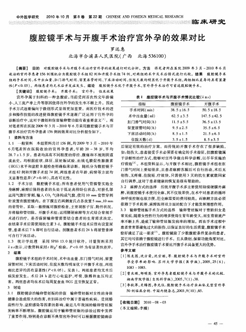 腹腔镜手术与开腹手术治疗宫外孕的效果对比