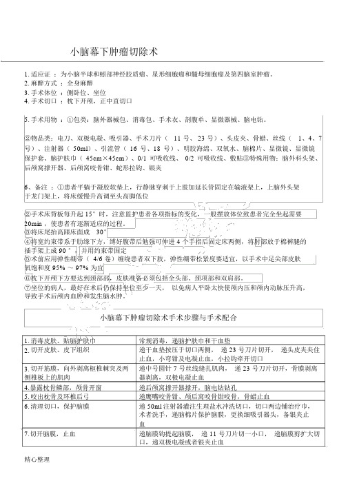 小脑幕下肿瘤切除术