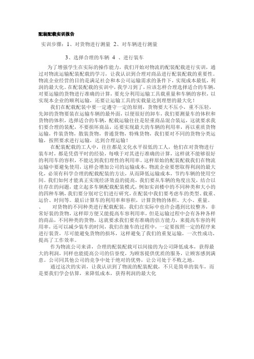 配装配载实训报告
