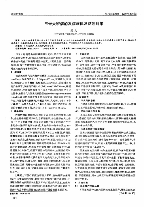 玉米大斑病的发病规律及防治对策