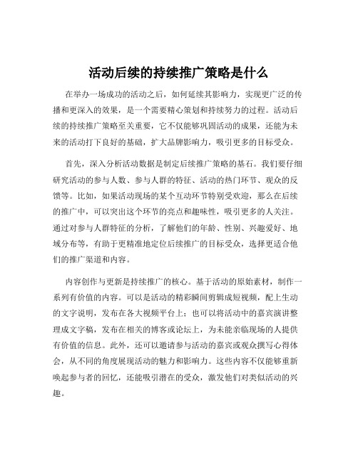 活动后续的持续推广策略是什么