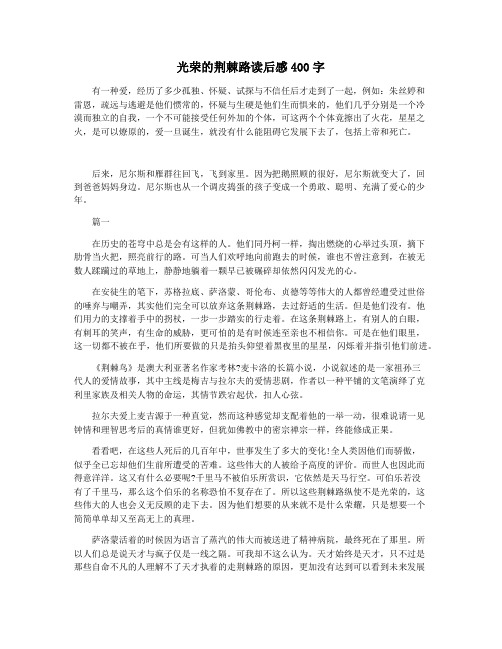 光荣的荆棘路读后感400字
