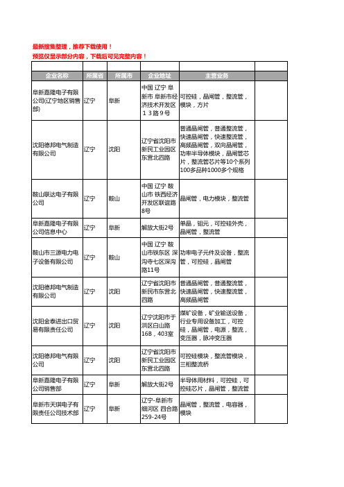 新版辽宁省整流管工商企业公司商家名录名单联系方式大全17家
