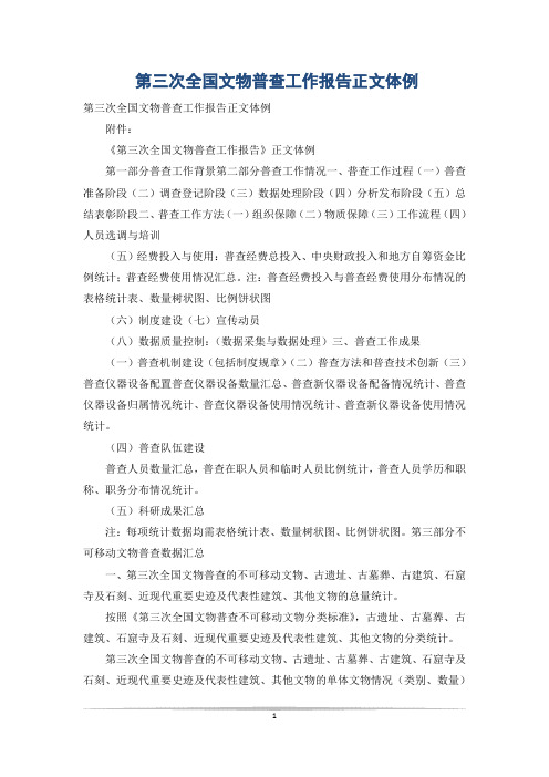 第三次全国文物普查工作报告正文体例