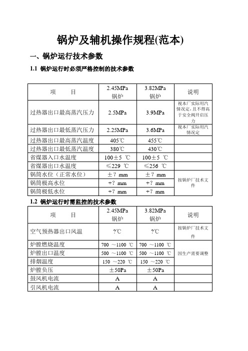 锅炉操作规程(广西片区蔗渣锅炉范本)