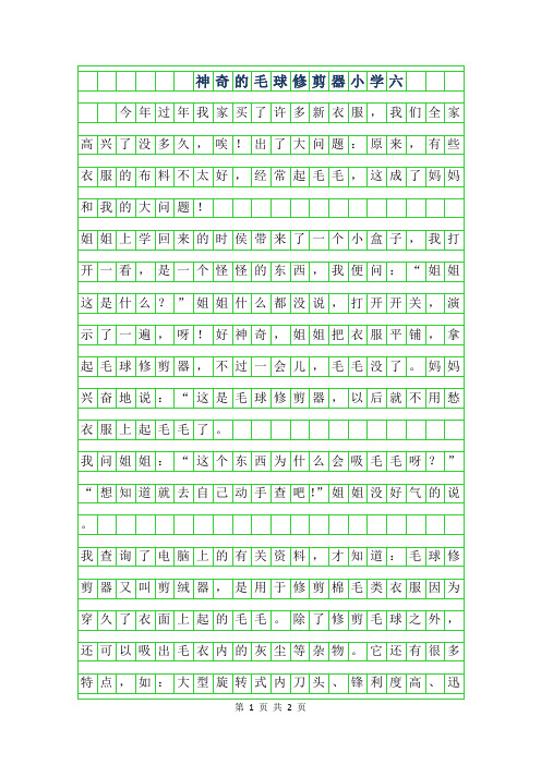年神奇的毛球修剪器小学六年级作文