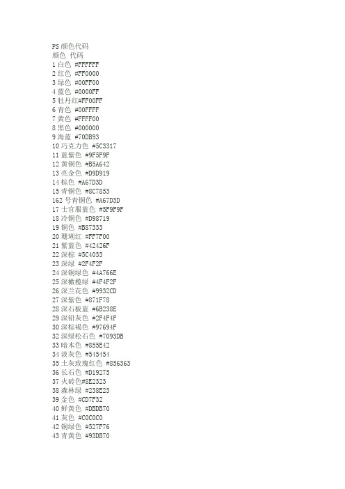PS颜色代码(比较全的)