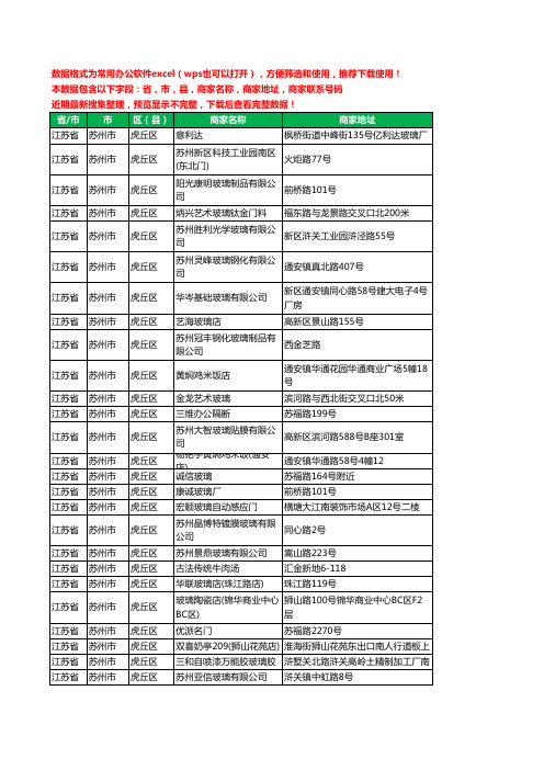 2020新版江苏省苏州市虎丘区玻璃店工商企业公司商家名录名单联系电话号码地址大全46家