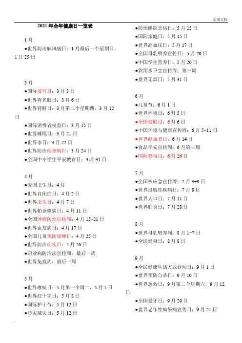 全年健康日