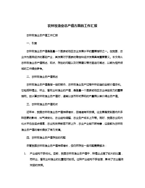 农林牧渔业总产值方面的工作汇报